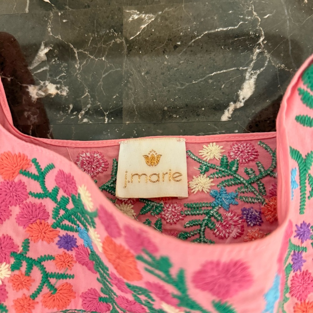 J.Marie Floral Embroidered Pink Sleeveless Boutique Top for Spring or Summer - Picture 4 of 4